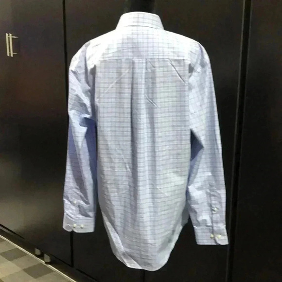 JoS.A.BANK Traveler tailored fit 100% cotton, blue/white check shirt size M - Picture 6 of 7
